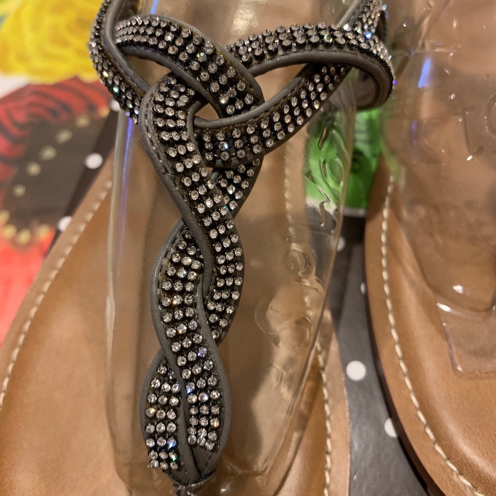 Gray braided slingback Sandals sz 10 - Picture 4 of 10